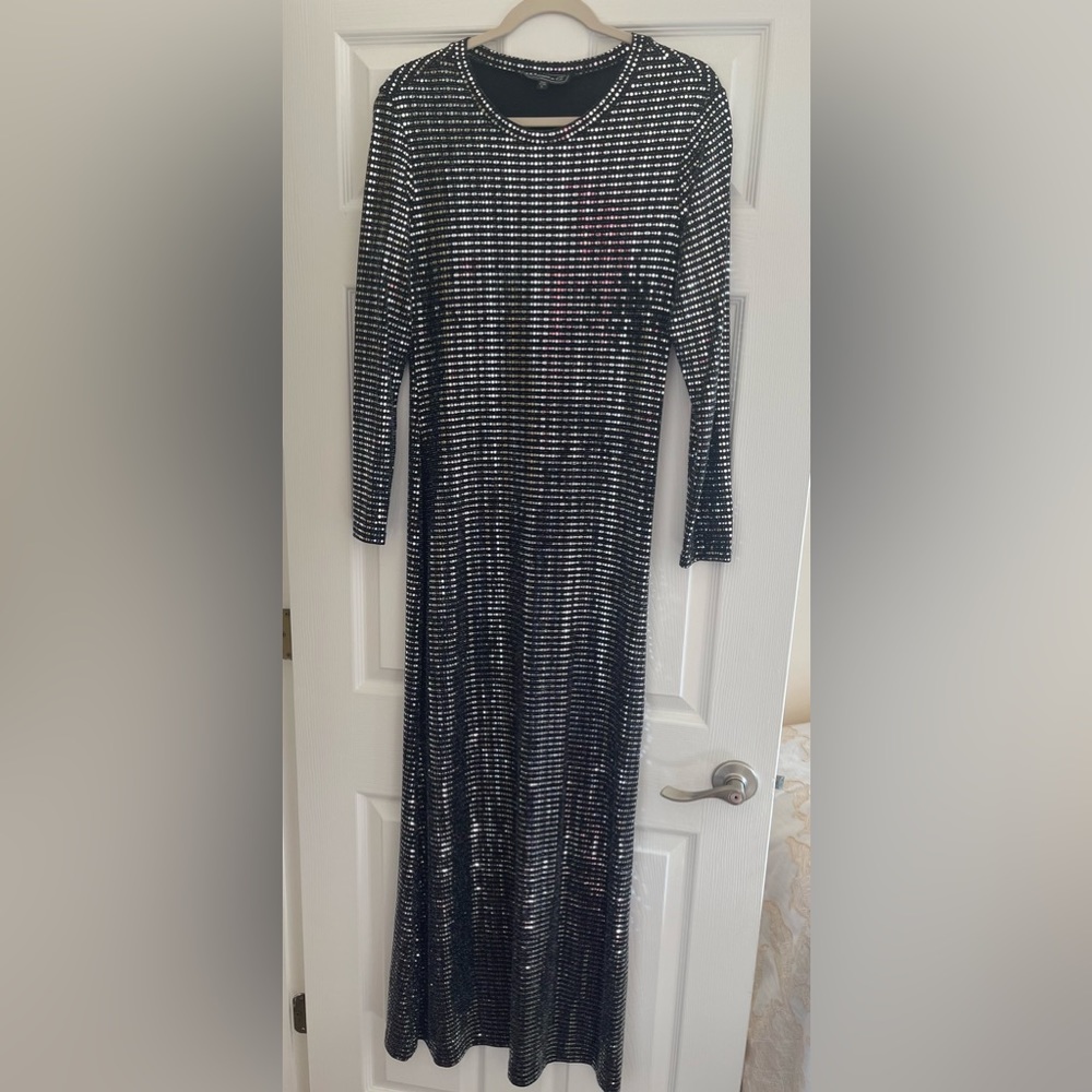 Silver & Black Sequin Dress